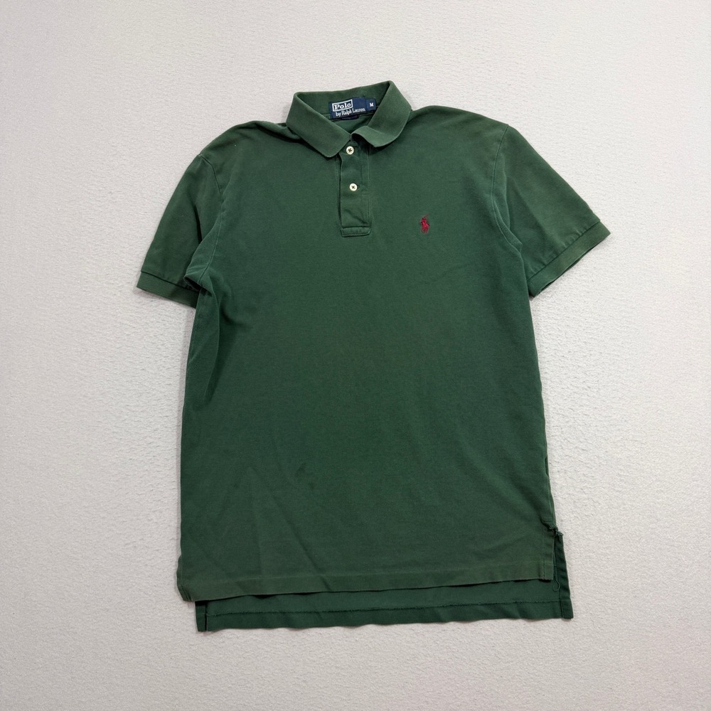 Polo Ralph Lauren Polo Medium Green Short Sleeve Pique Pony Logo Classic Vintage